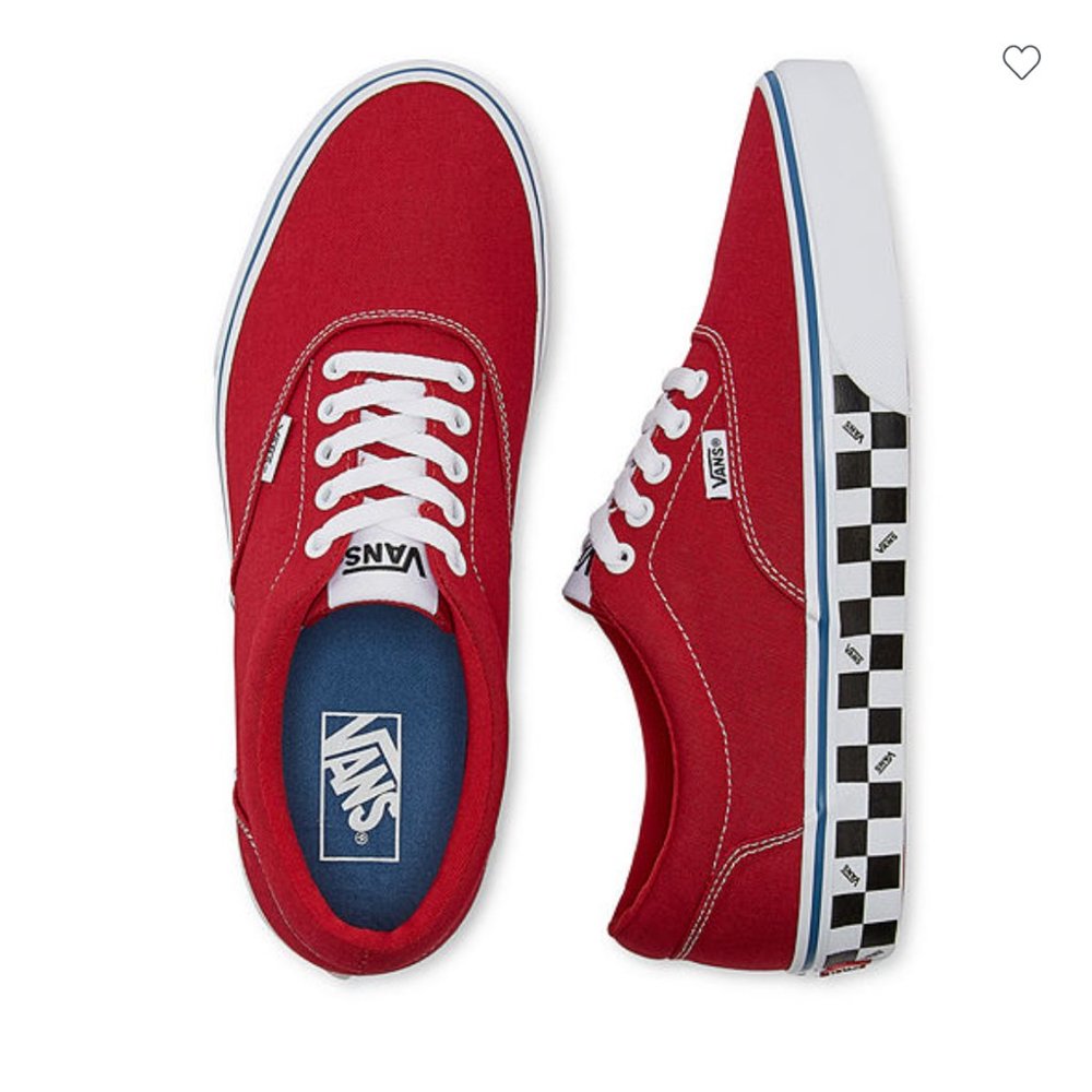 Vans Doheny Men's Red Checked Canvas Lace Up Low Tops Sneakers